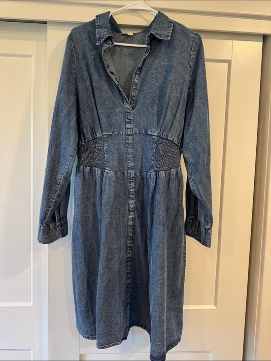 Cato Dresses & Skirts - Cato Denim Long Sleeve Shirtdress in Washed Blue